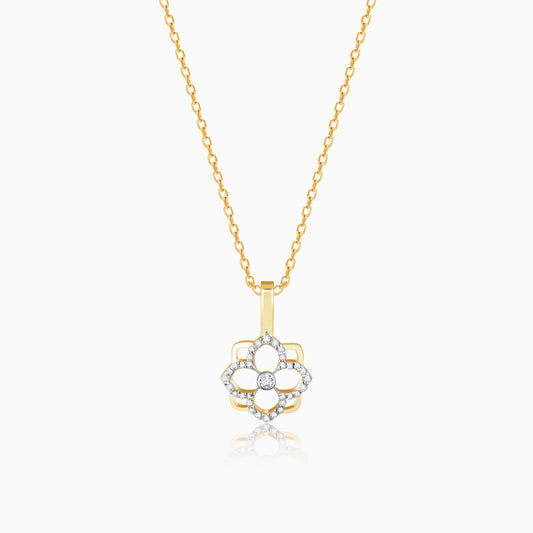 Gold Gracious Flower Diamond Pendant