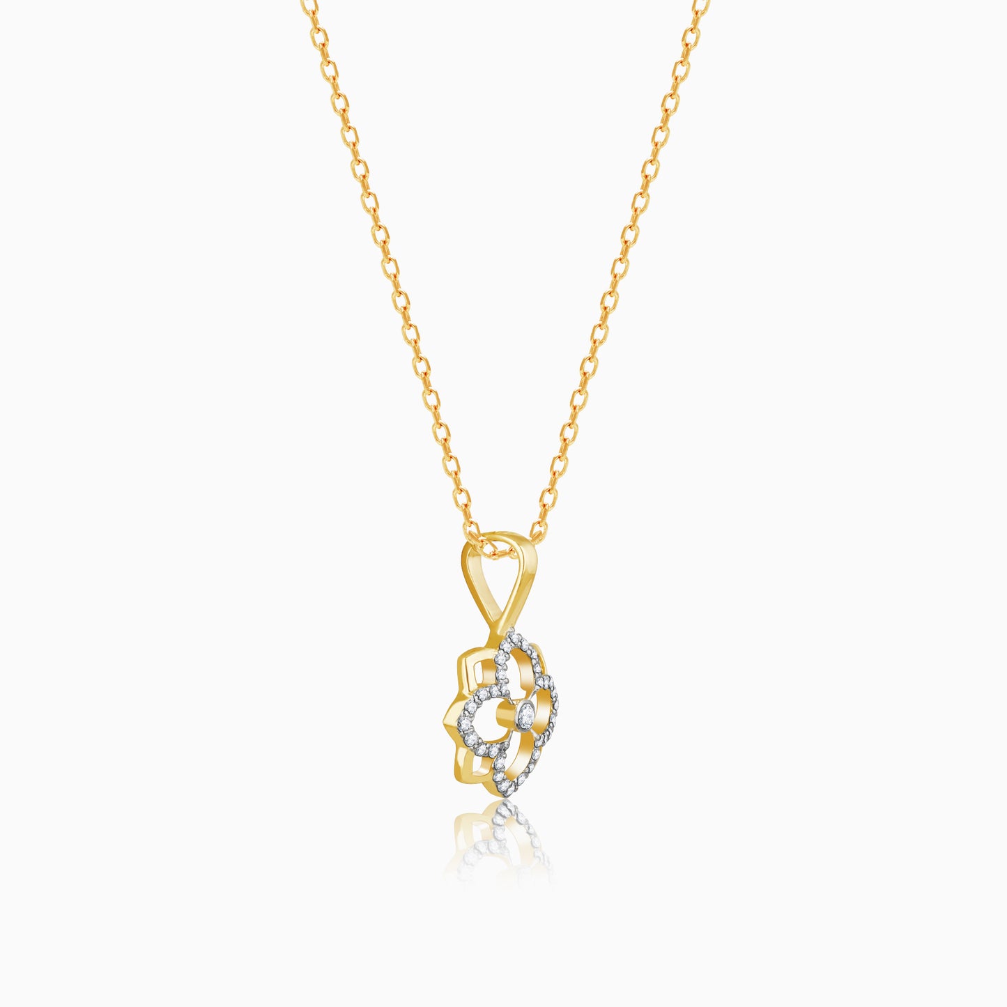 Gold Gracious Flower Diamond Pendant