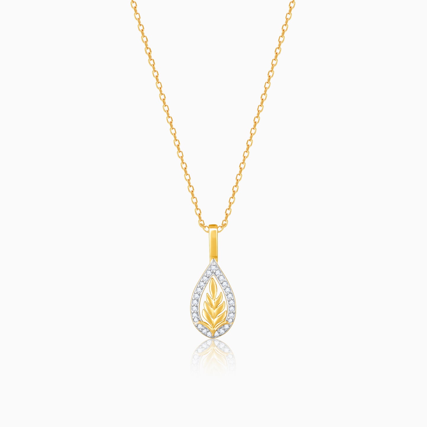 Gold Leafy Glamour Diamond Pendant