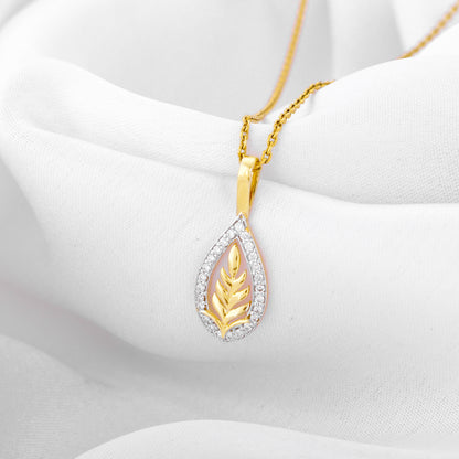 Gold Leafy Glamour Diamond Pendant