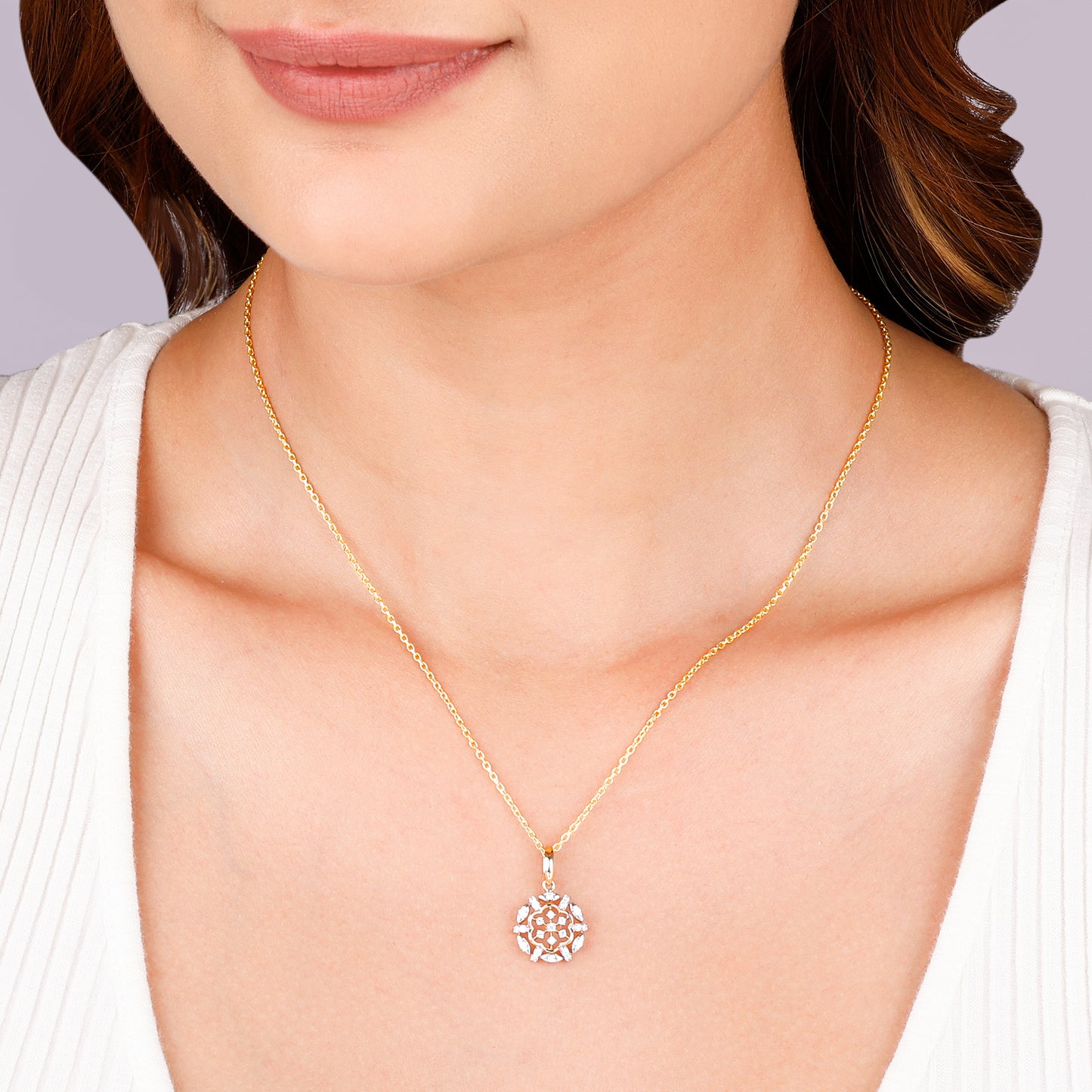 Gold Floral Glory Diamond Pendant