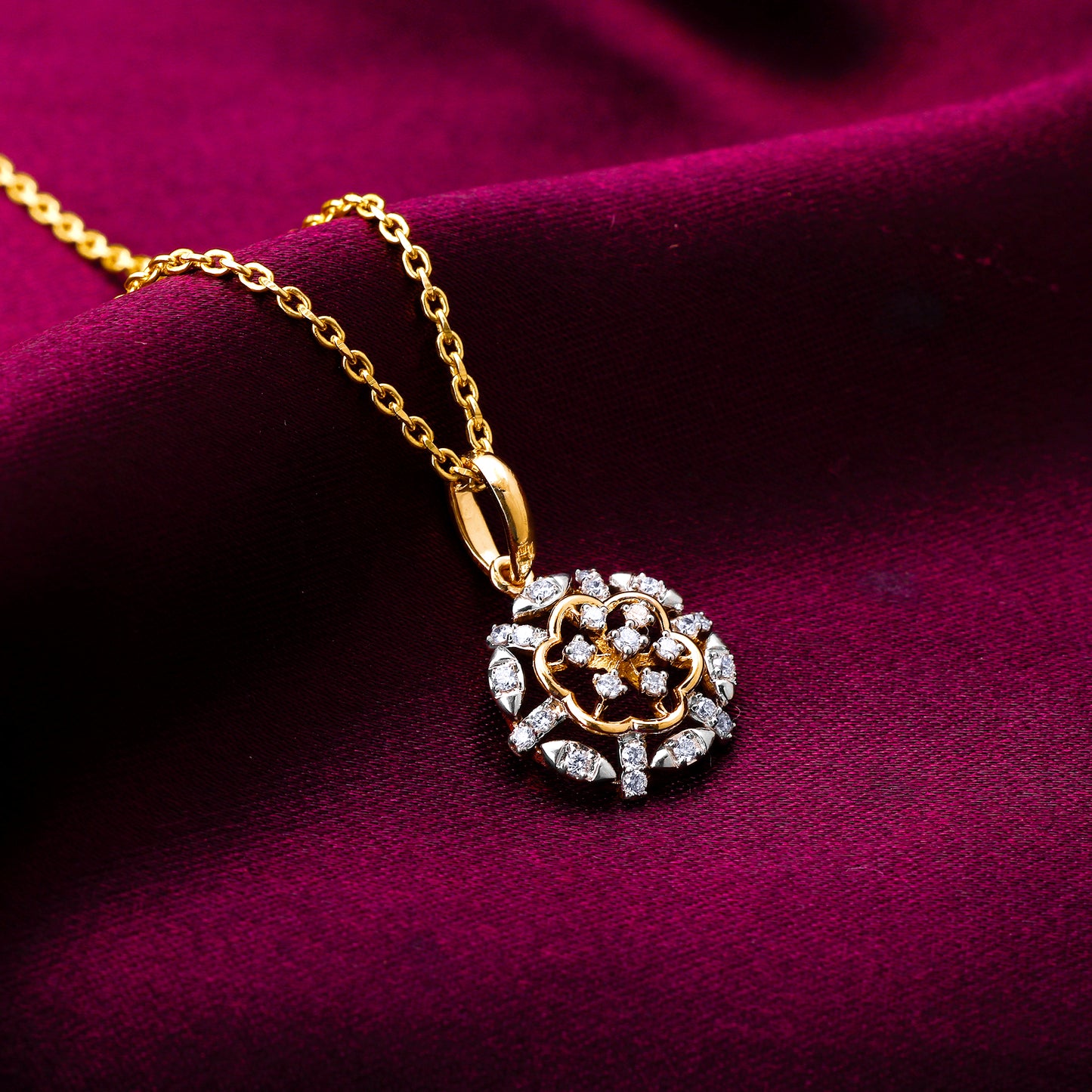 Gold Floral Glory Diamond Pendant