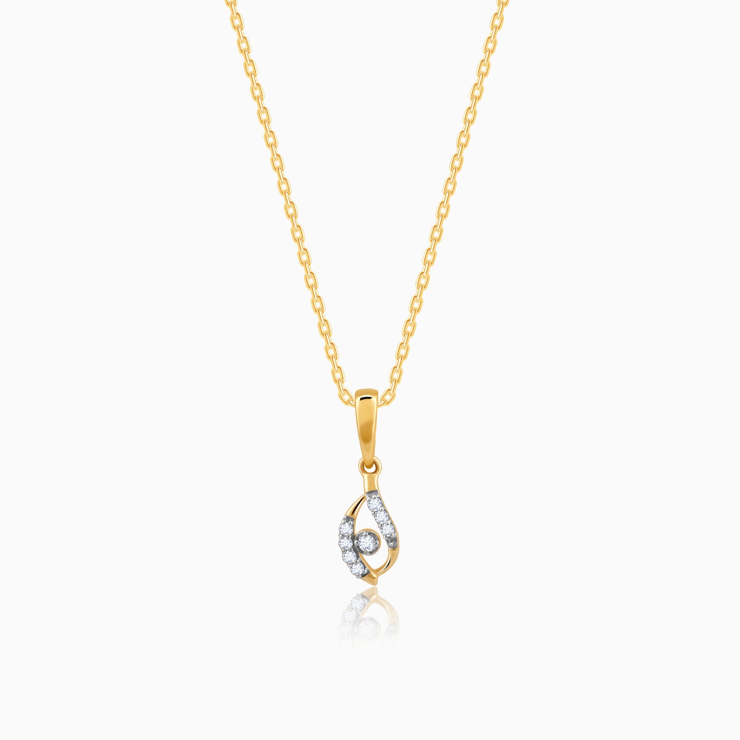 Gold Captivating Droplet Diamond Pendant