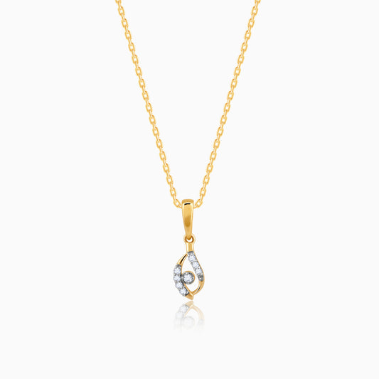 Gold Captivating Droplet Diamond Pendant