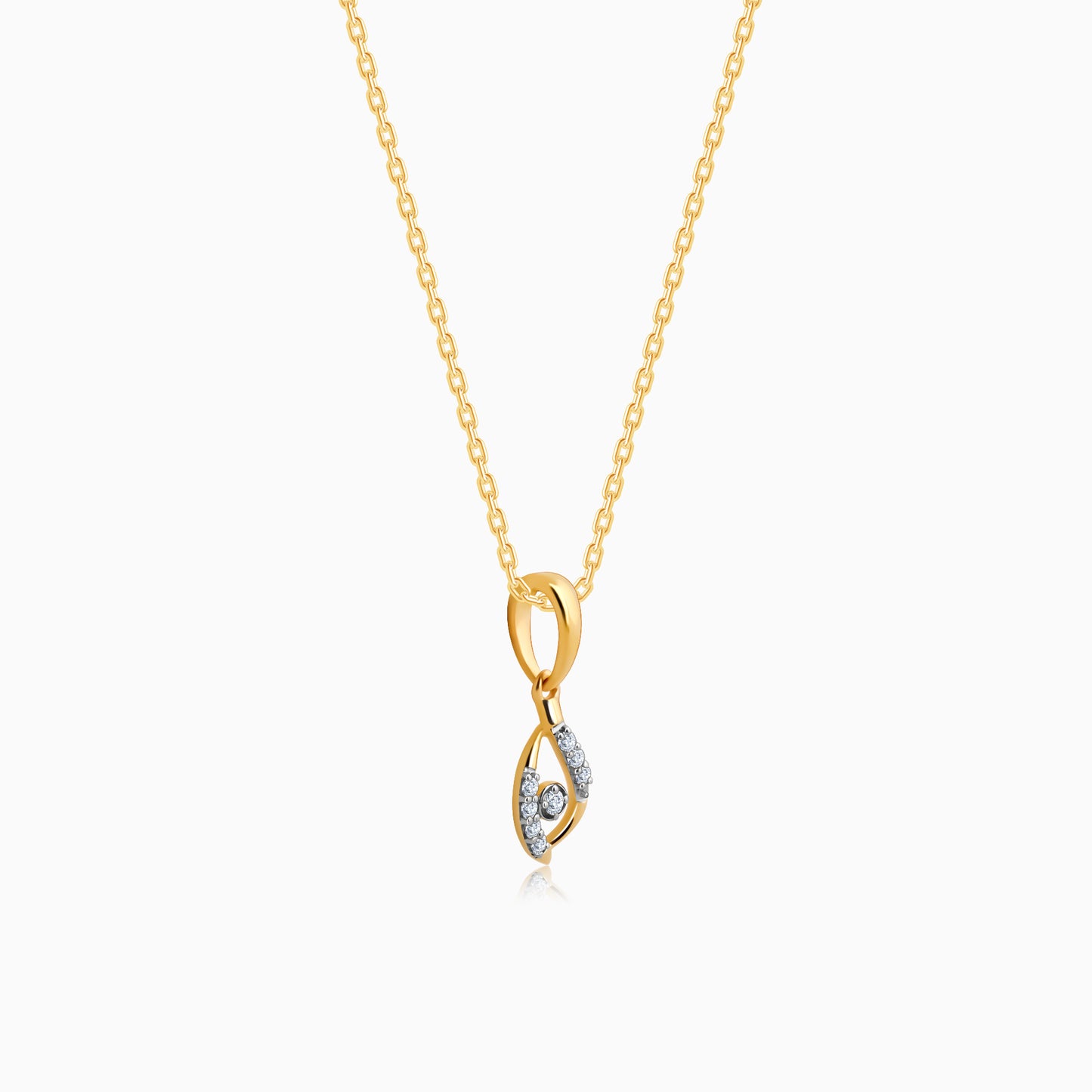 Gold Captivating Droplet Diamond Pendant