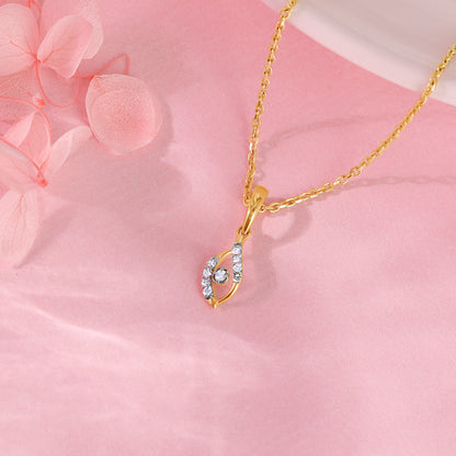 Gold Captivating Droplet Diamond Pendant