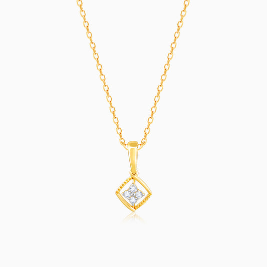 Gold Classic Square Diamond Pendant