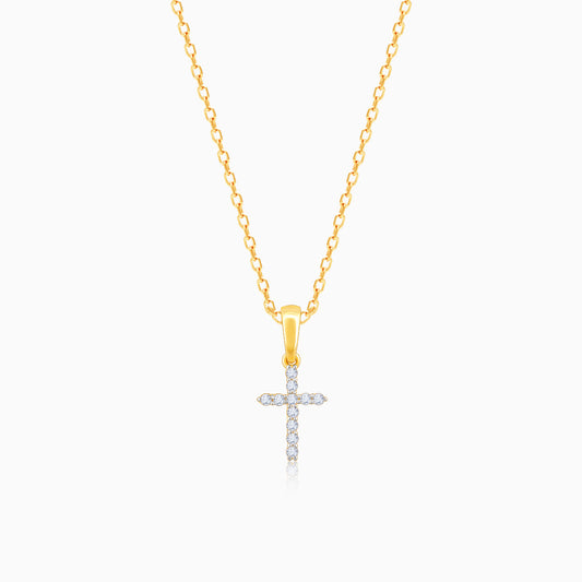 Gold Holy Cross Diamond Pendant