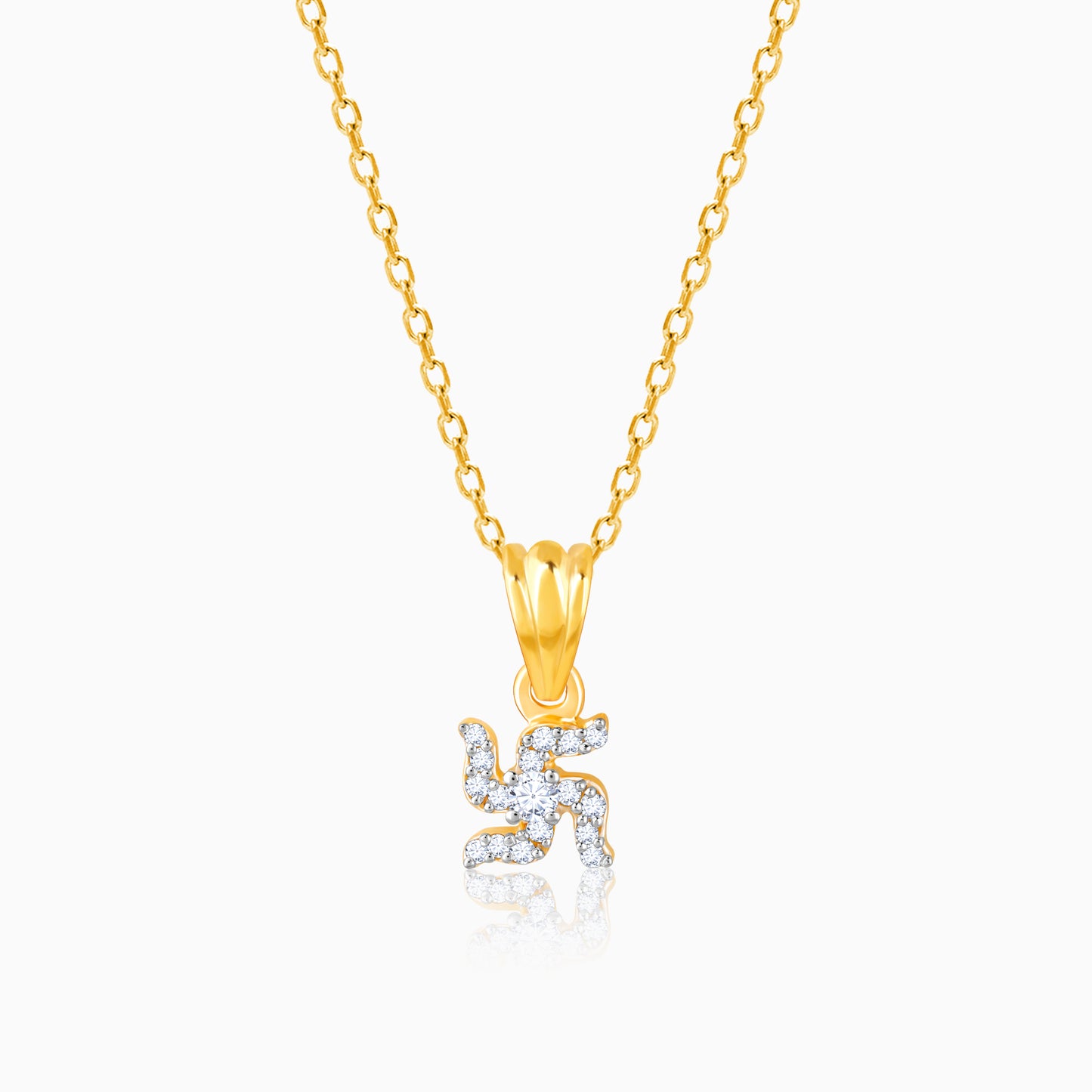 Gold Swastik Diamond Pendant