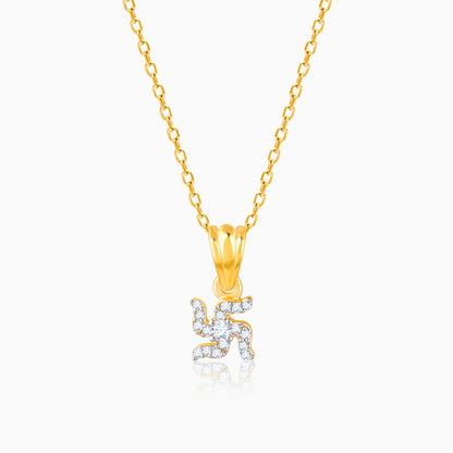 Gold Swastik Diamond Pendant