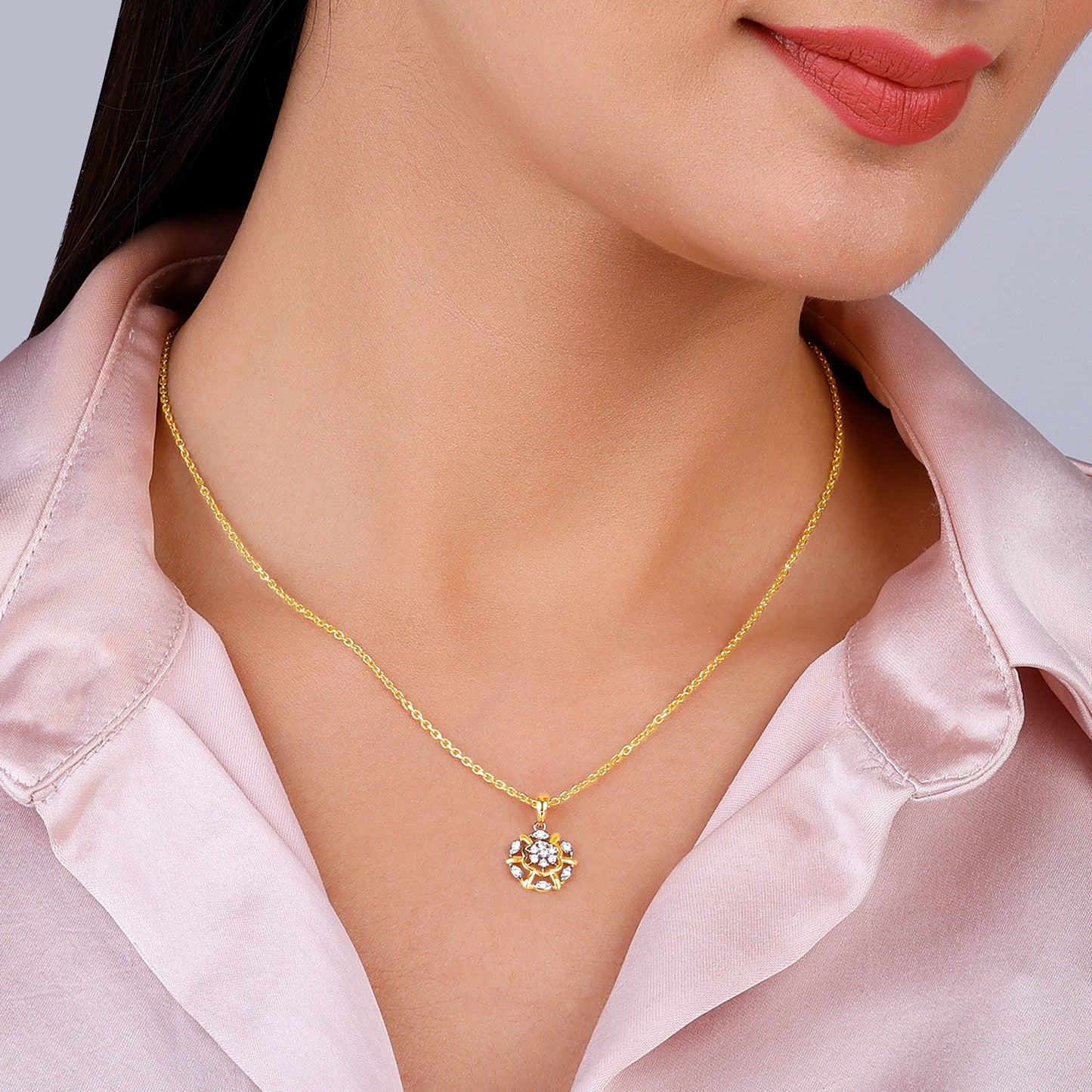 Gold and Diamond Floral Pendant