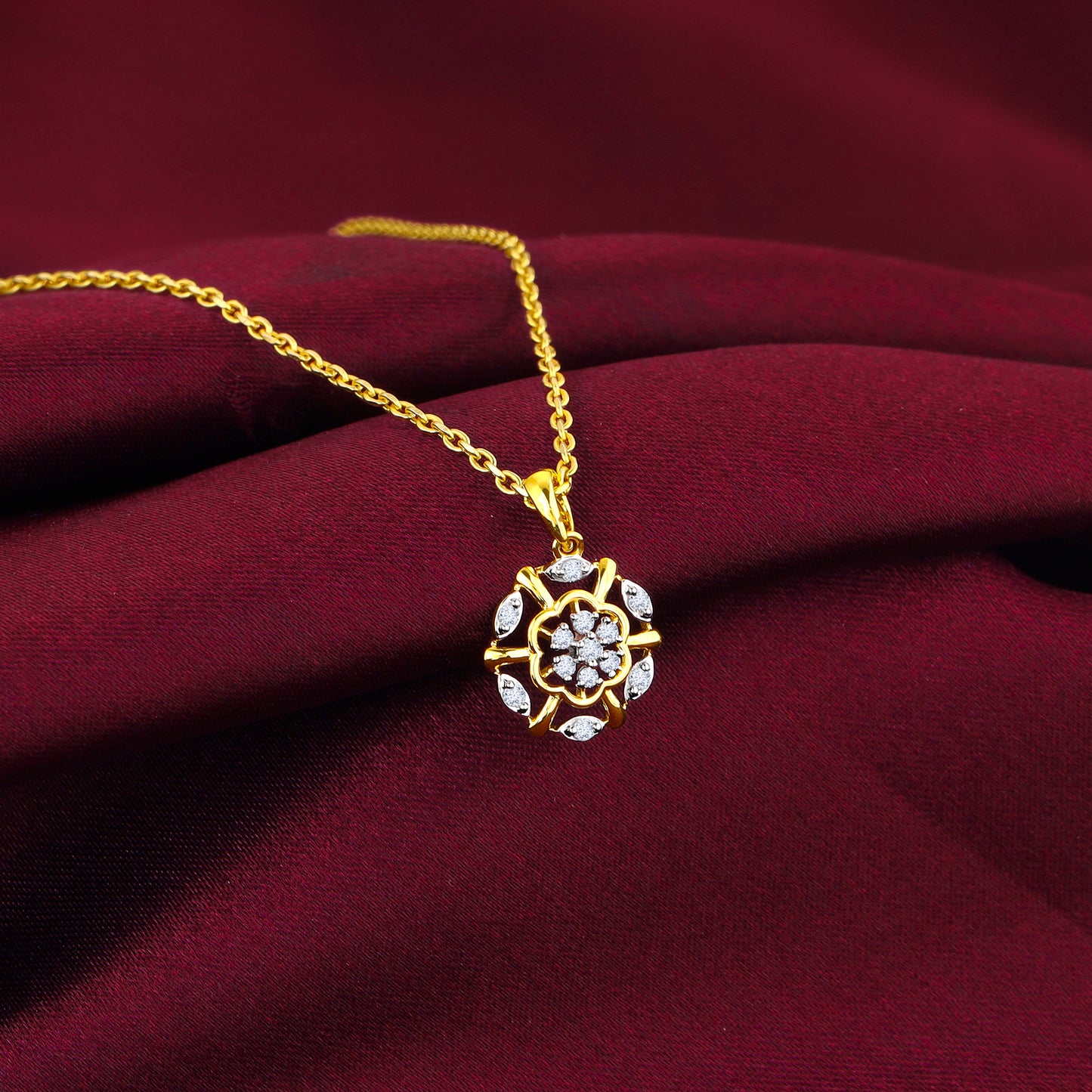 Gold and Diamond Floral Pendant