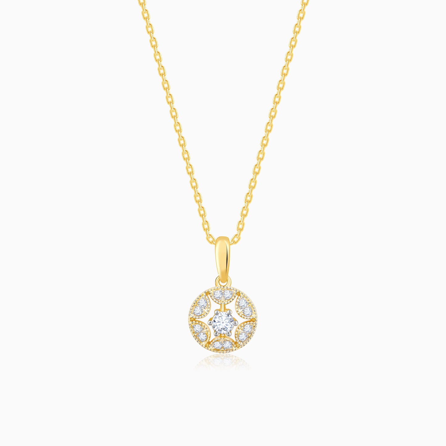 Gold Star Circle Diamond Pendant