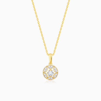 Gold Star Circle Diamond Pendant