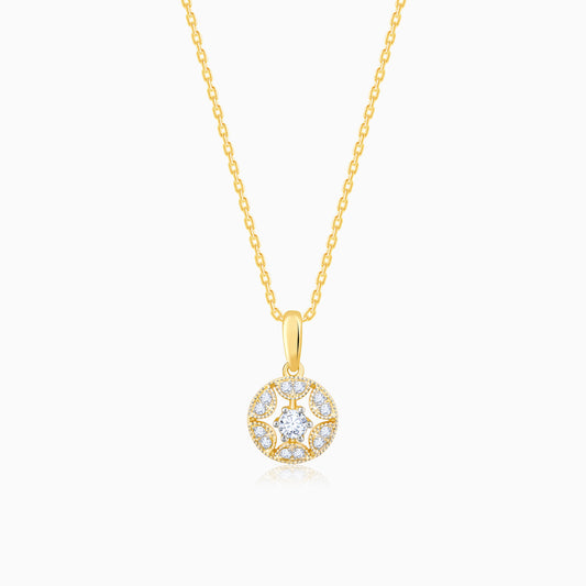 Gold Star Circle Diamond Pendant