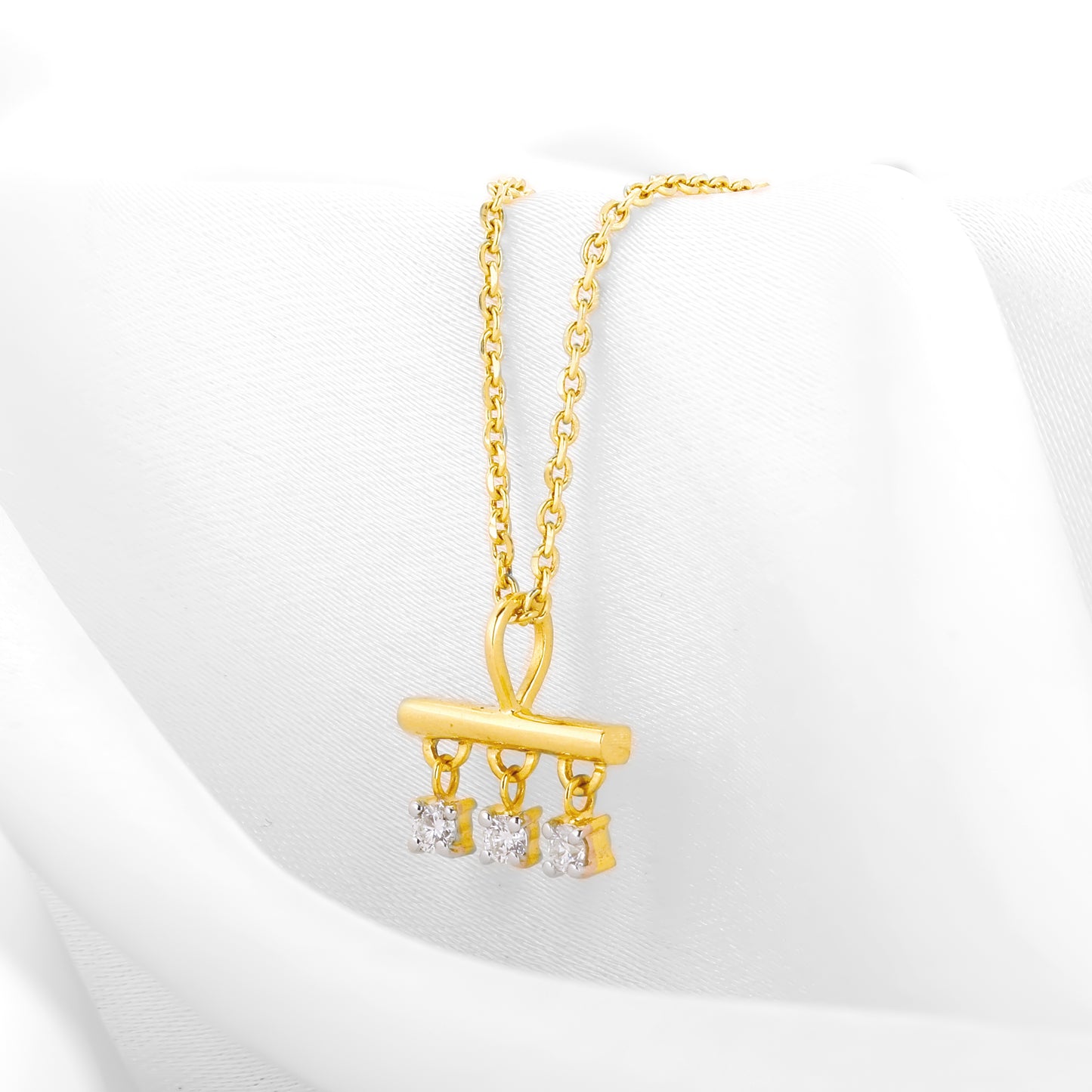 Gold Triple Jewel Diamond Pendant