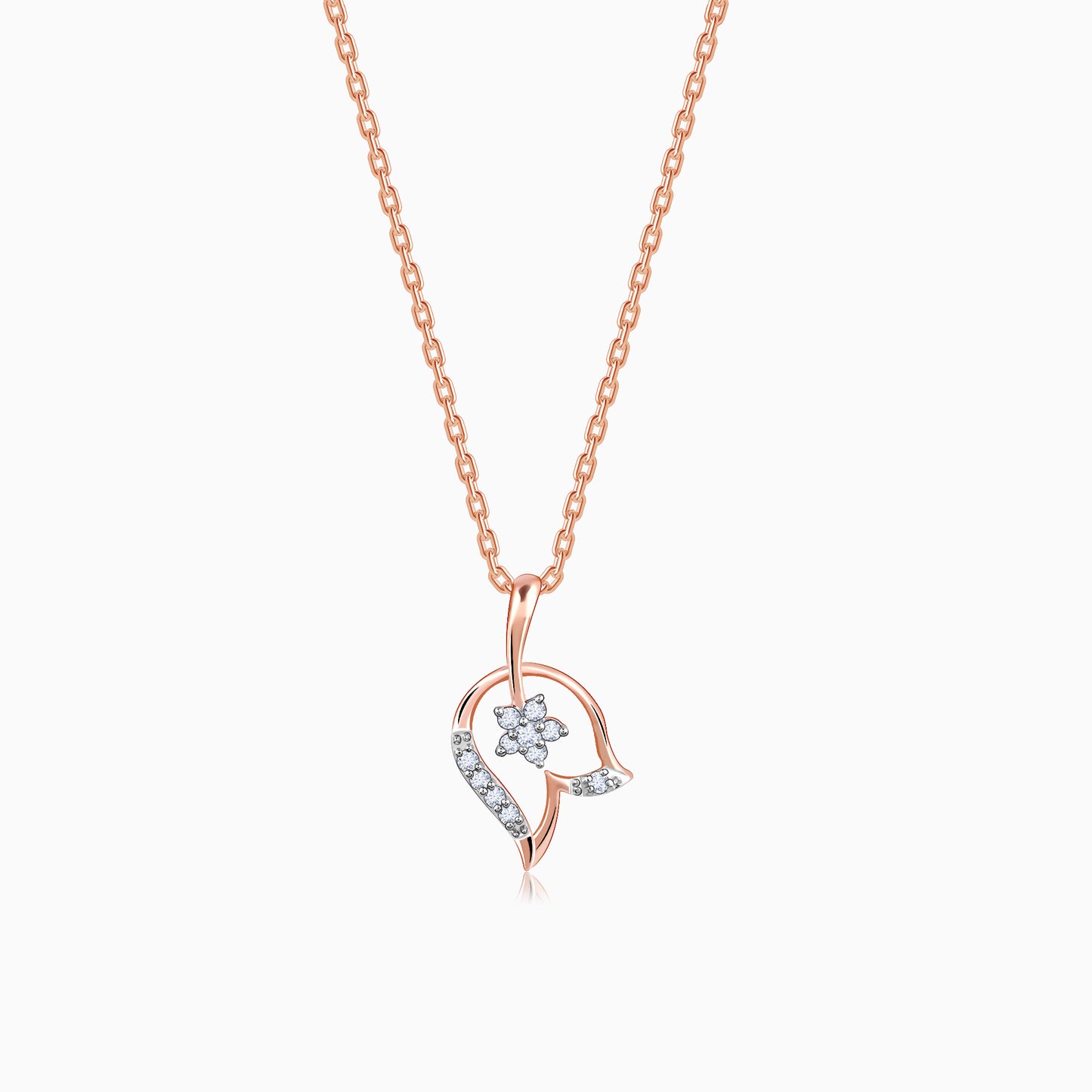 Rose Gold Floral Bud Diamond Pendant