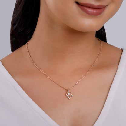 Rose Gold Floral Bud Diamond Pendant