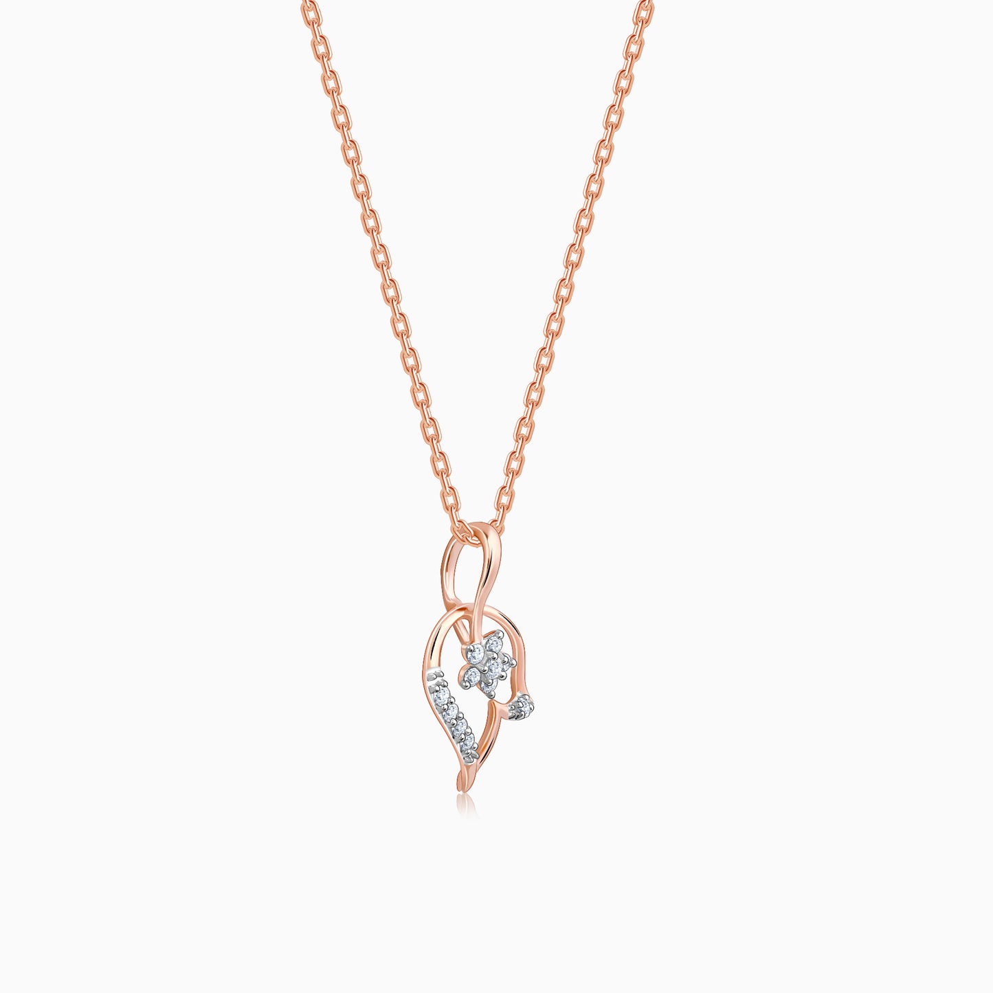 Rose Gold Floral Bud Diamond Pendant