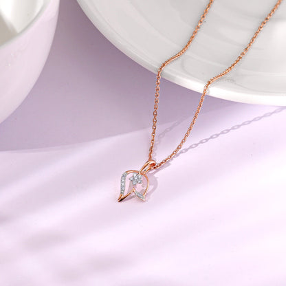 Rose Gold Floral Bud Diamond Pendant