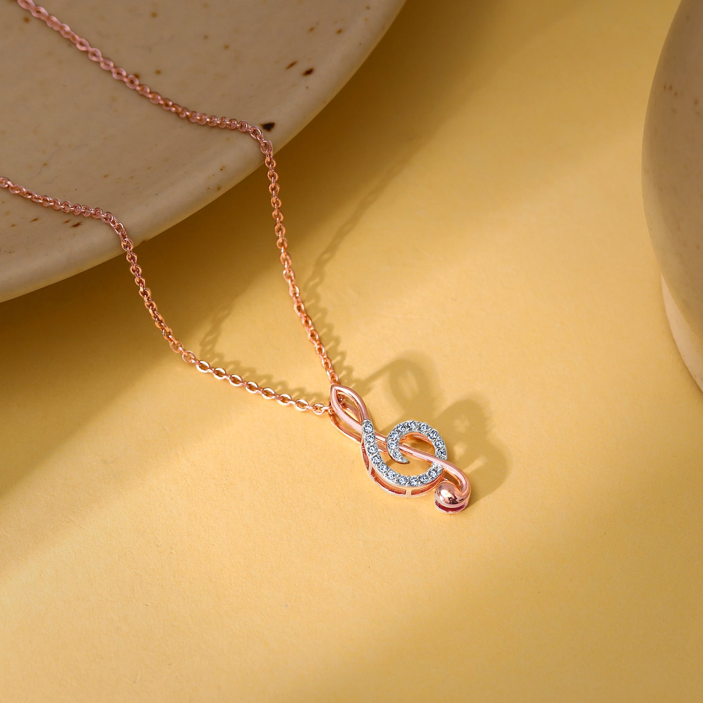 Rose Gold Musical Note Diamond Pendant