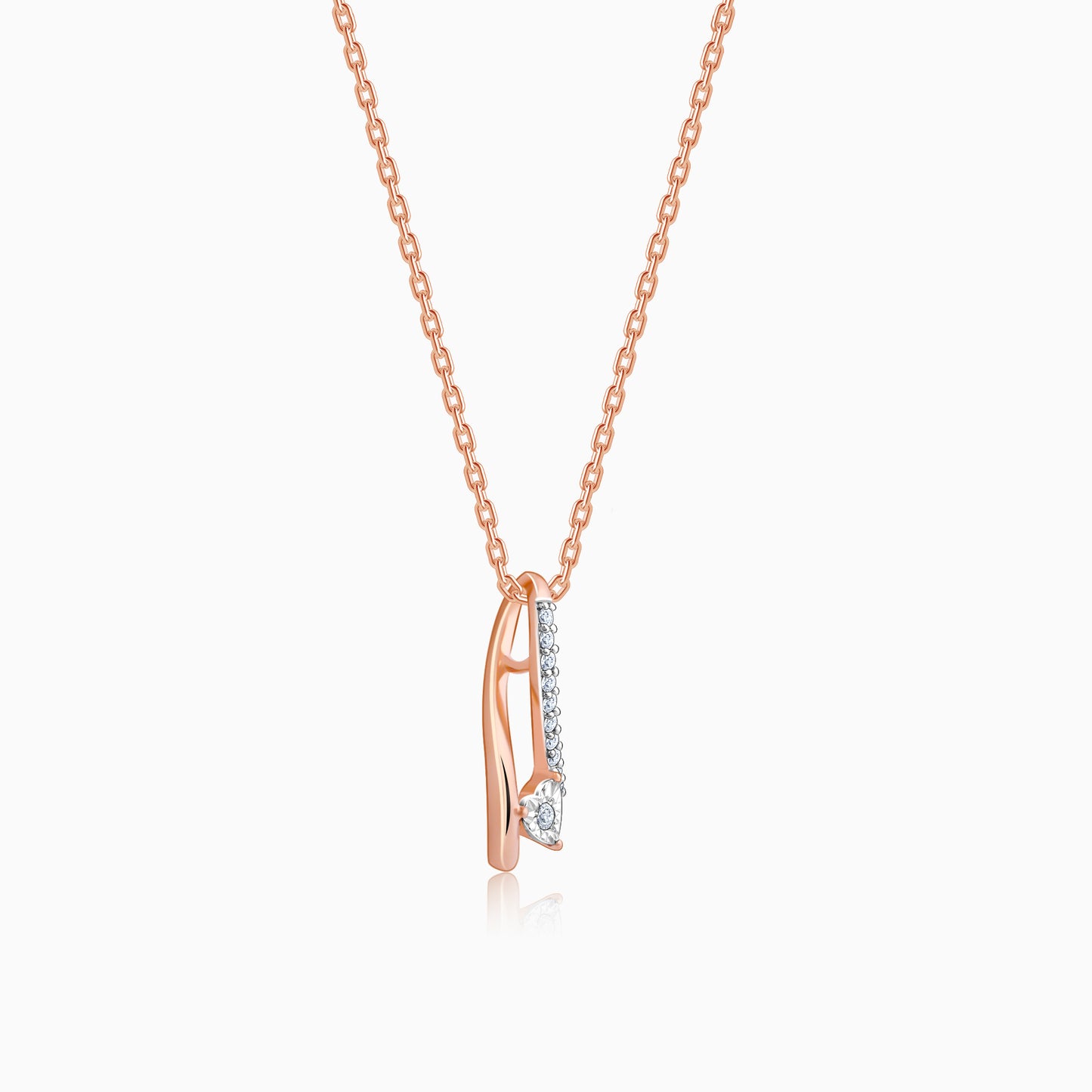 Rose Gold Holding Heart Diamond Pendant