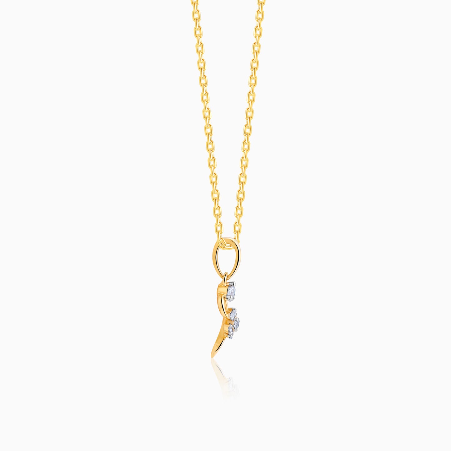 Gold Feathery Elegance Diamond Pendant