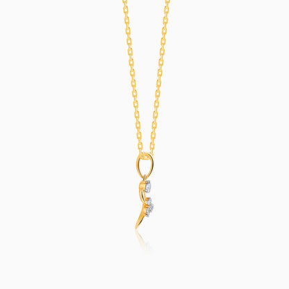 Gold Feathery Elegance Diamond Pendant