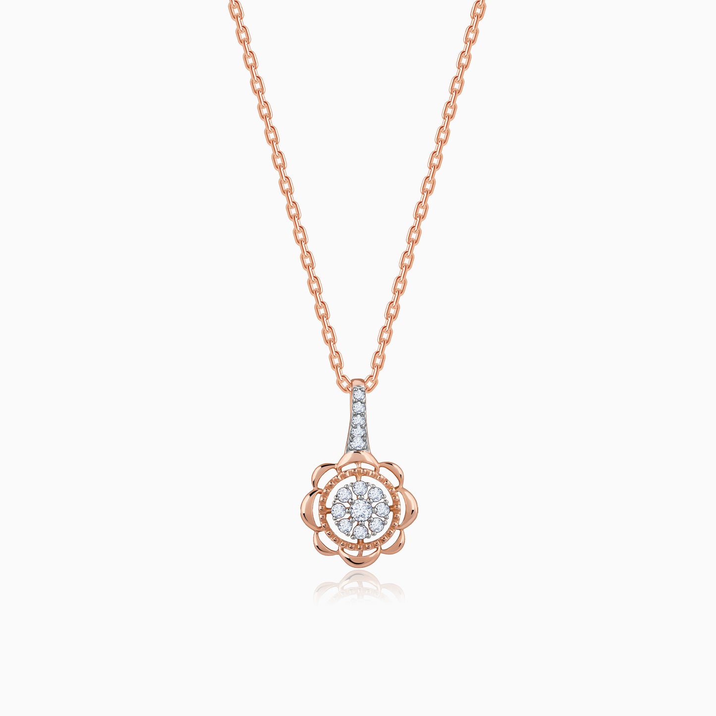 Rose Gold Floweret Diamond Pendant