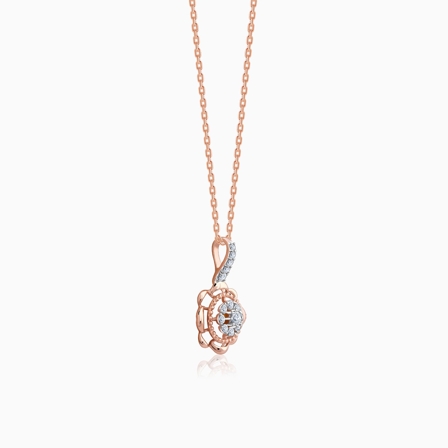 Rose Gold Floweret Diamond Pendant