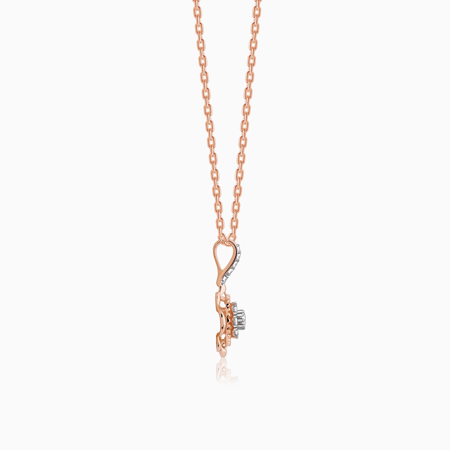 Rose Gold Floweret Diamond Pendant