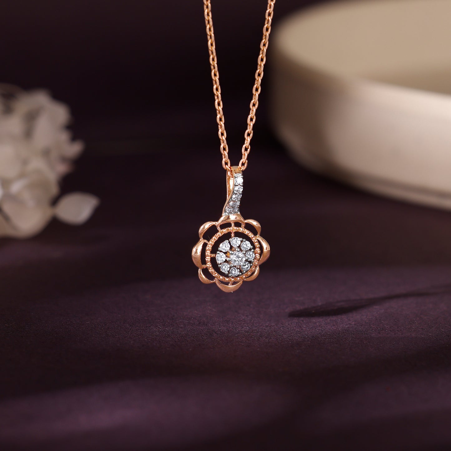 Rose Gold Floweret Diamond Pendant