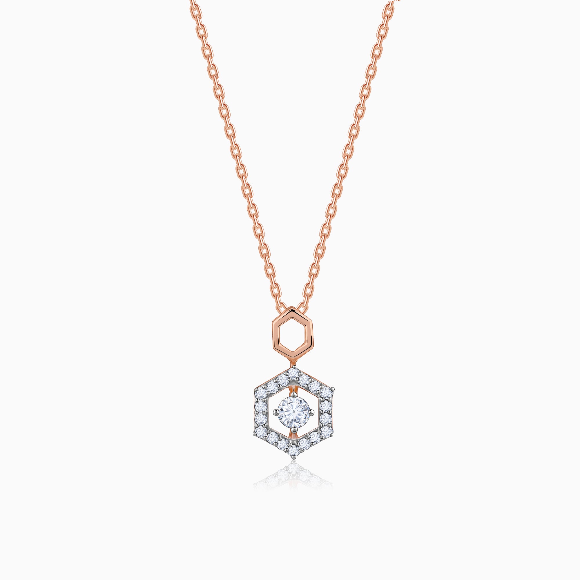 Rose gold hexagon necklace shop