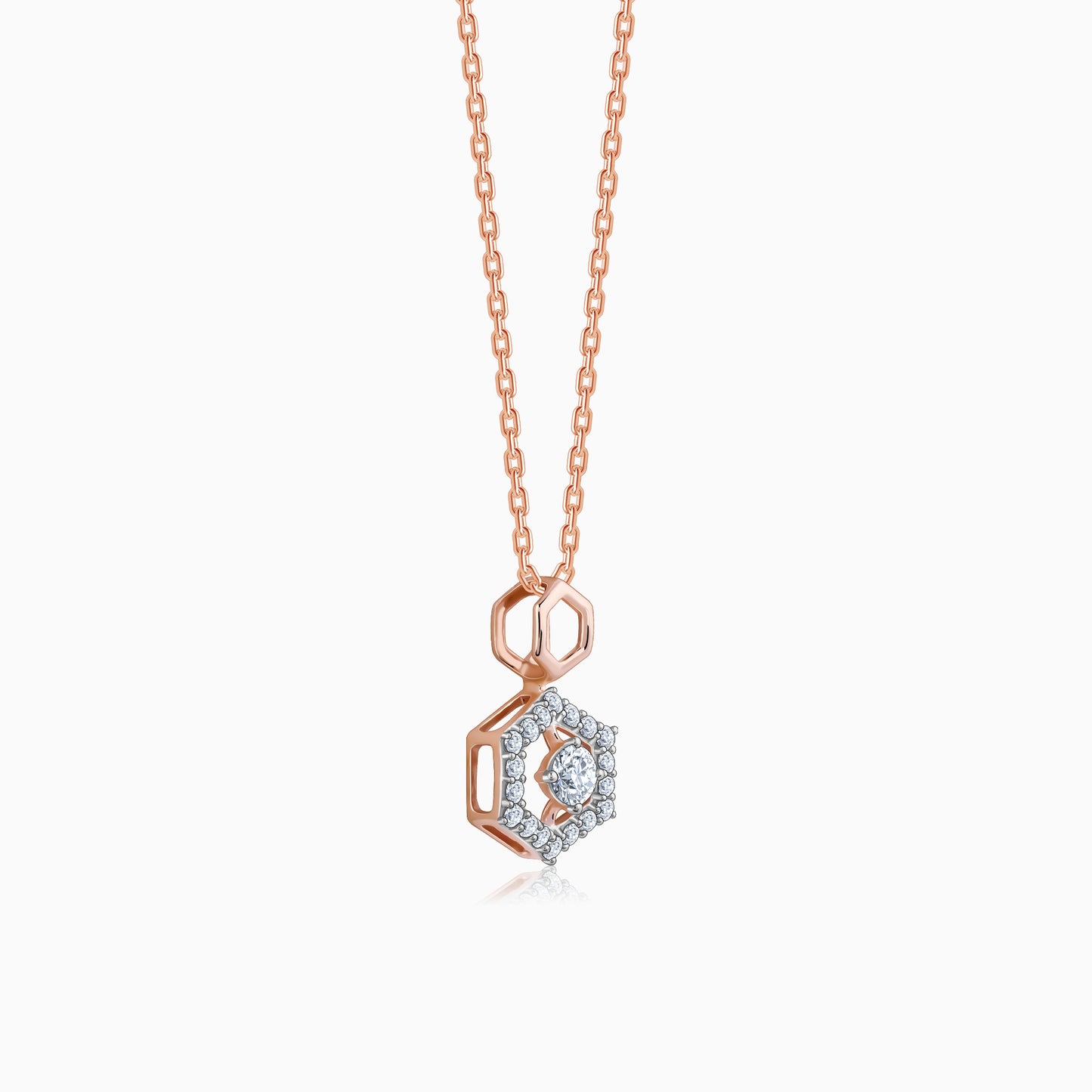 Rose Gold Hexagon Diamond Pendant