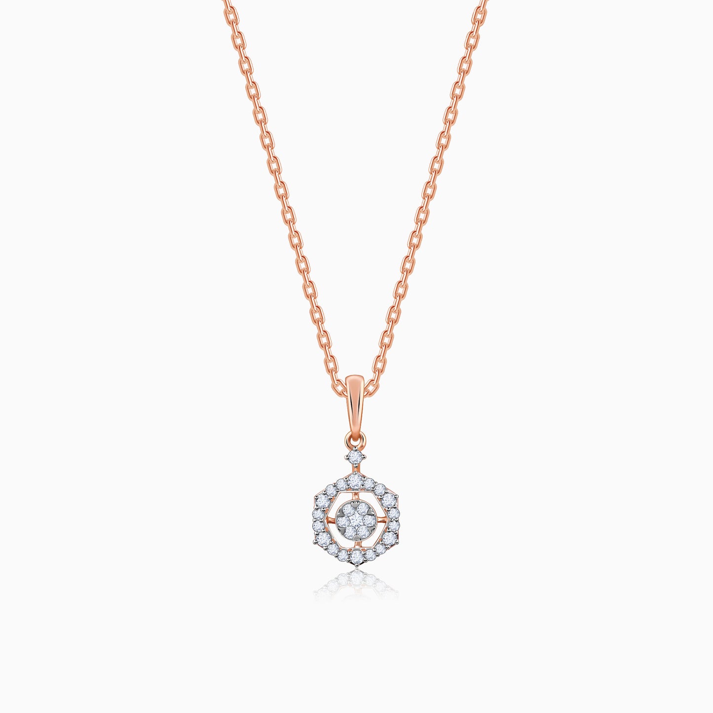 Rose Gold Sparkling Floral Diamond Pendant