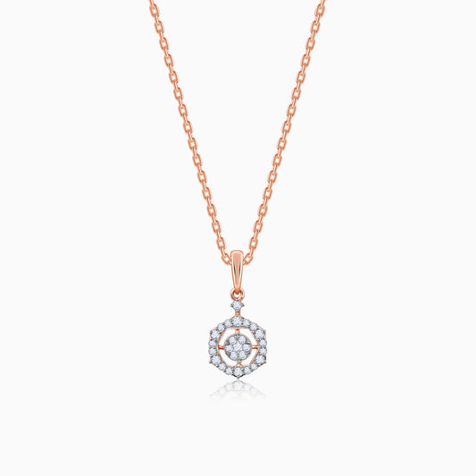 Rose Gold Sparkling Floral Diamond Pendant