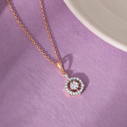 Rose Gold Sparkling Floral Diamond Pendant