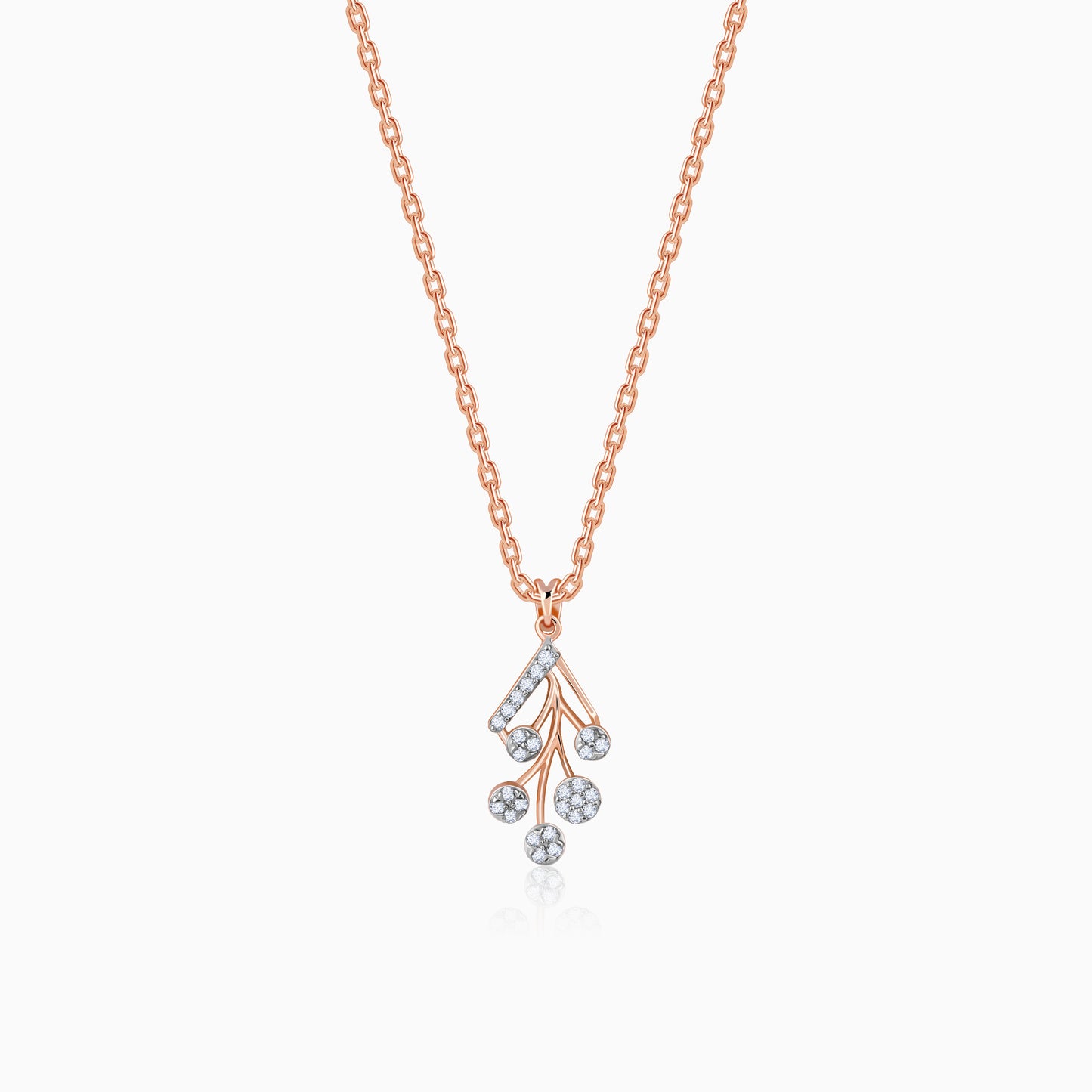 Rose Gold Leafy Cluster Diamond Pendant