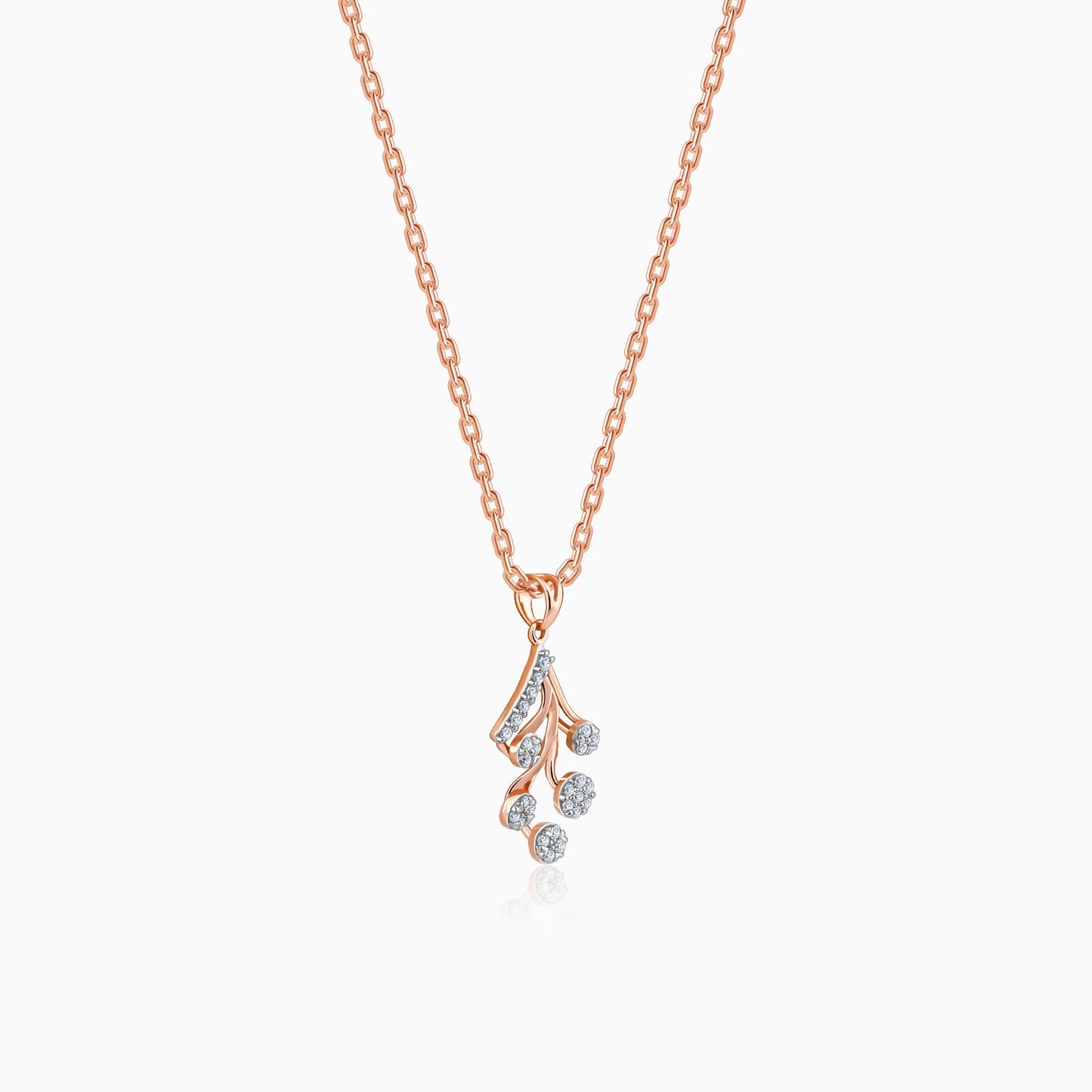 Rose Gold Leafy Cluster Diamond Pendant