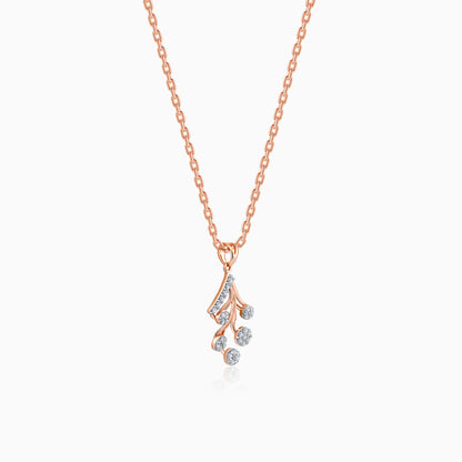 Rose Gold Leafy Cluster Diamond Pendant