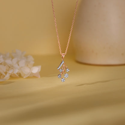 Rose Gold Leafy Cluster Diamond Pendant