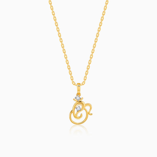 Gold Ganesha diamond pendant with hollowed-out design.