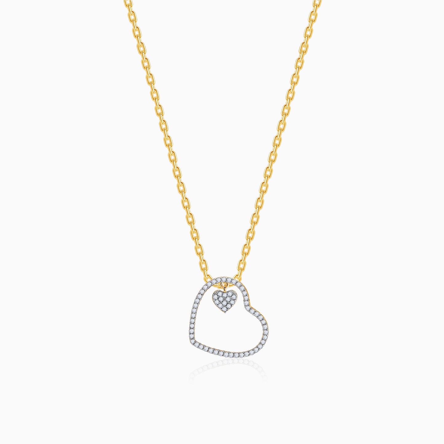 Gold Dual Heart Diamond Pendant