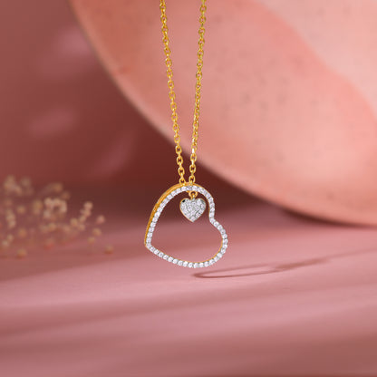 Gold Dual Heart Diamond Pendant