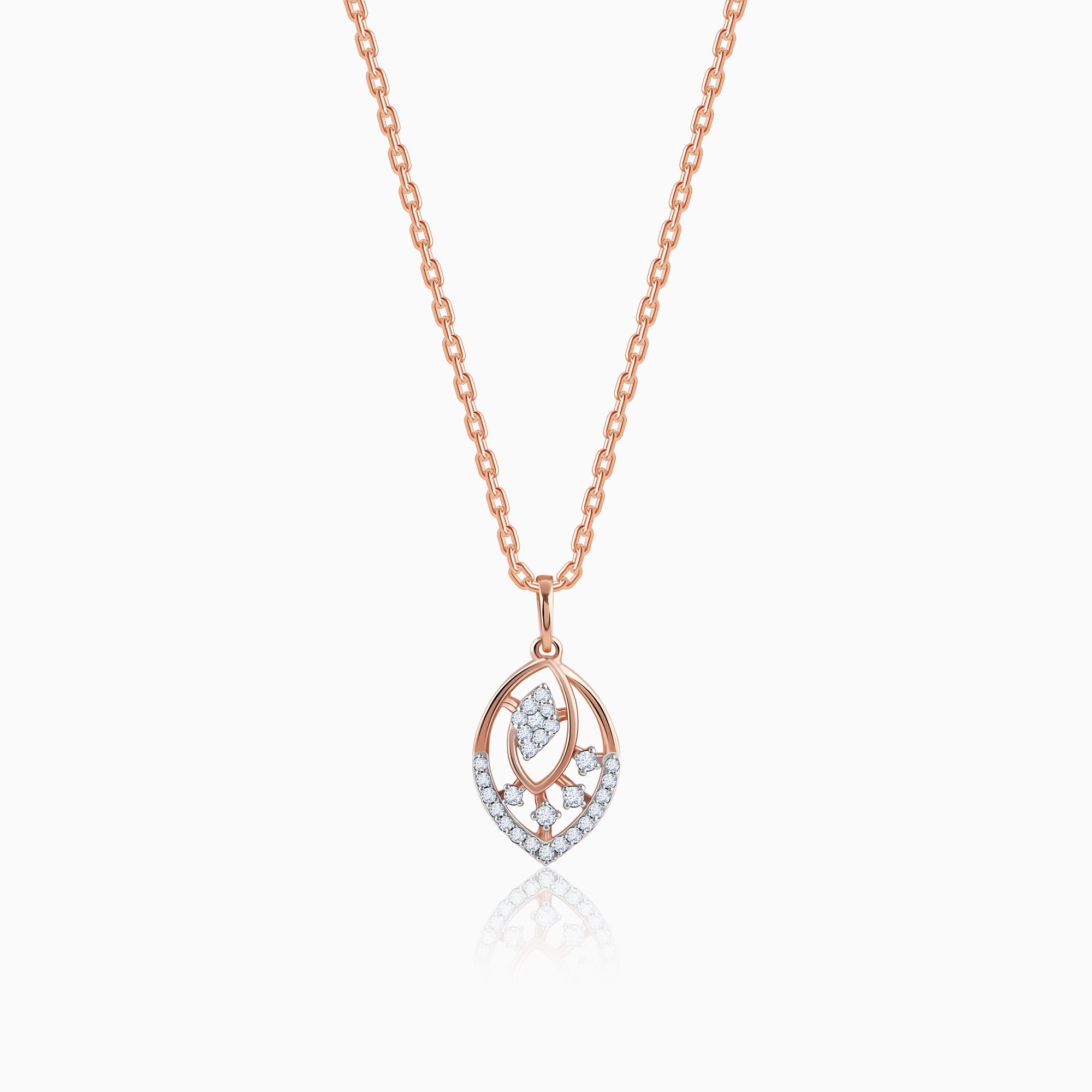 Rose Gold Feuille Diamond Pendant GIVA Jewellery