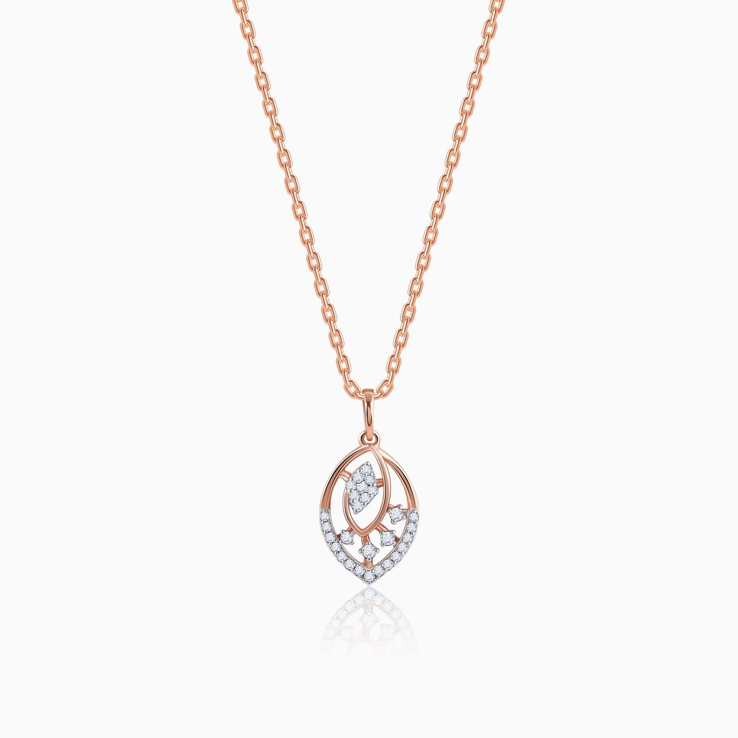 Rose Gold Feuille Diamond Pendant