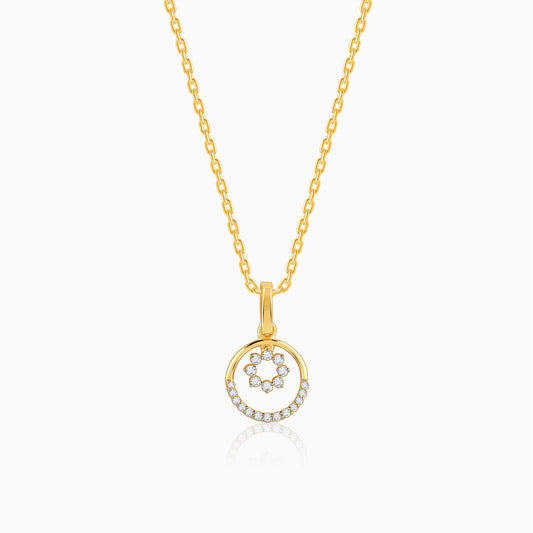 Gold Dual Circular Diamond Pendant