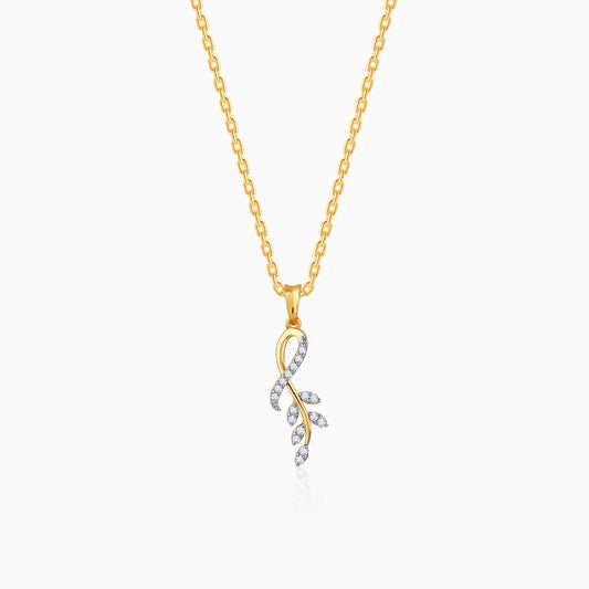 Gold Breathtaking Leaf Diamond Pendant