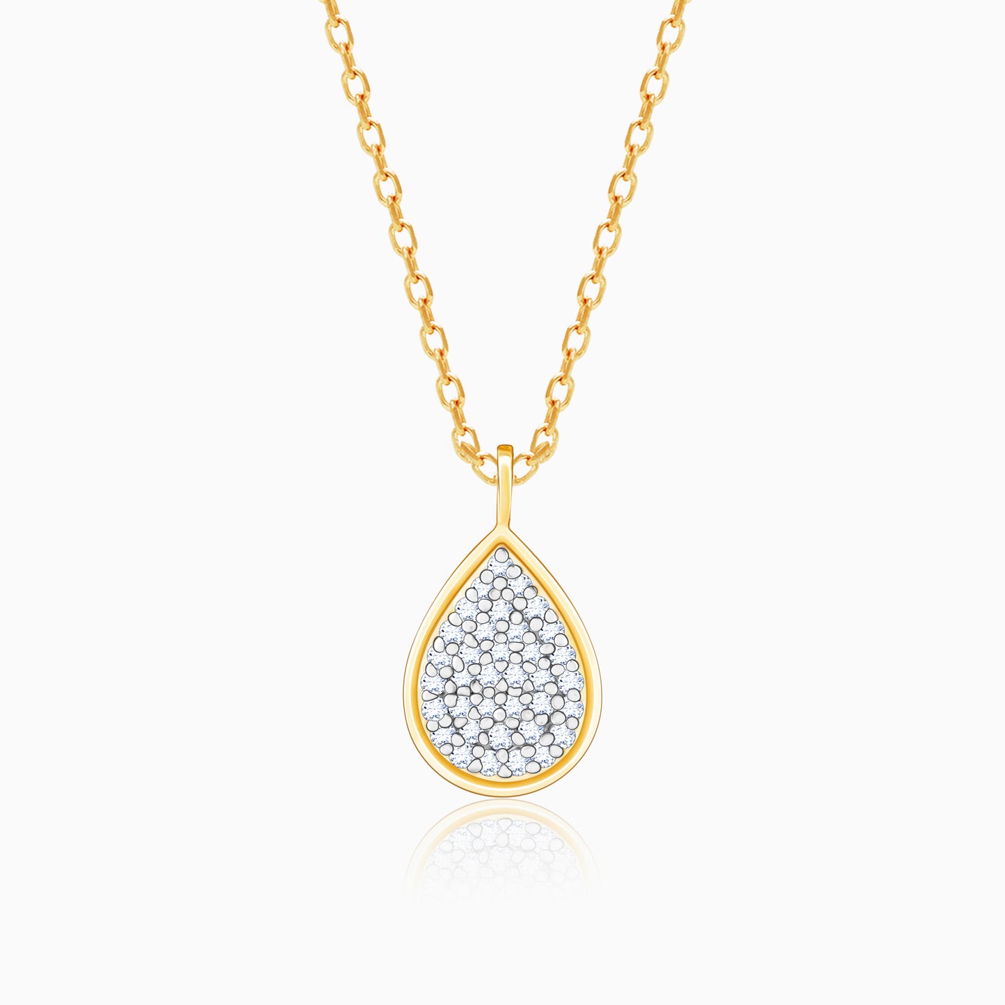 Gold Sparkling Drop Diamond Pendant