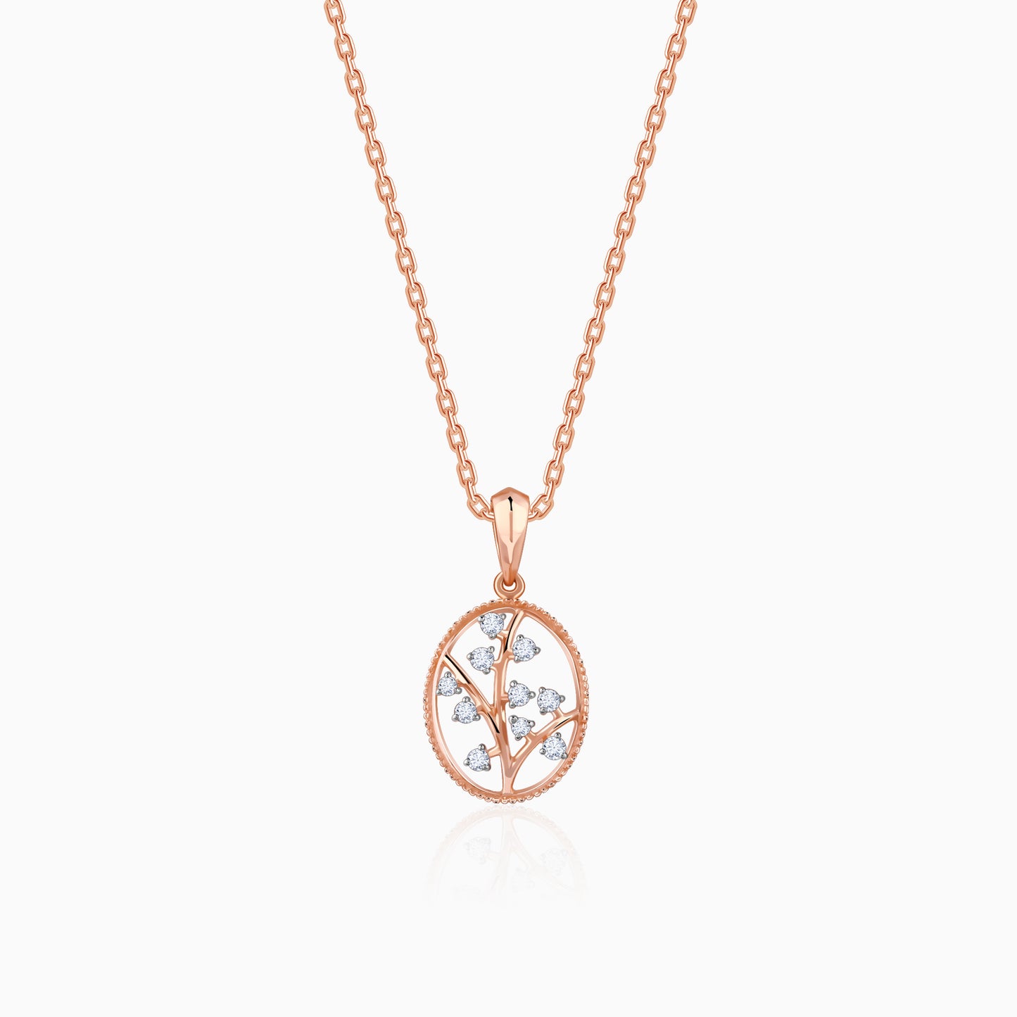 Rose Gold Inspiring Tree Diamond Pendant